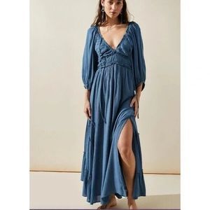 Free People You’re A Jewel Maxi Dress In Crescent Sea Blue